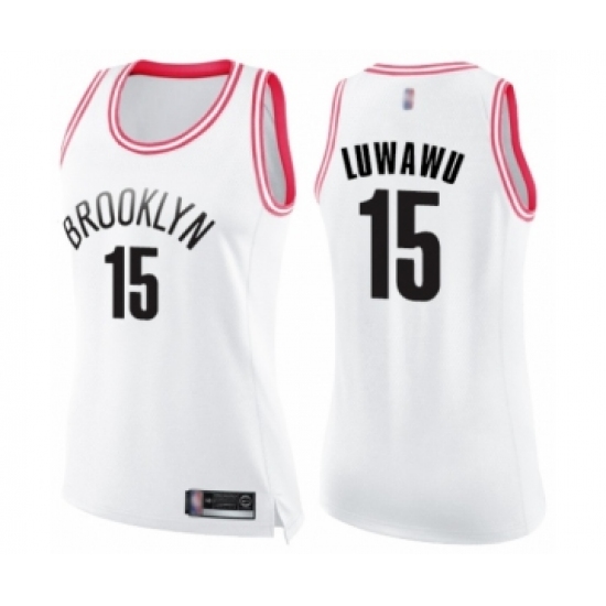 Women's Brooklyn Nets #15 Timothe Luwawu Swingman White Pink Fashion Basketball Jersey - Ujersey