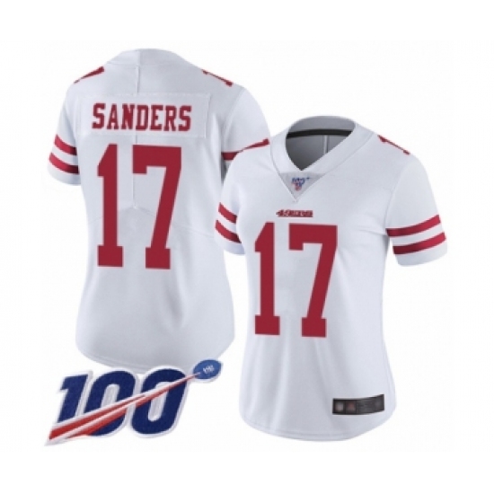Women's San Francisco 49ers #17 Emmanuel Sanders White Vapor Untouchable Limited Player 100th Season Football Jersey - Ujersey