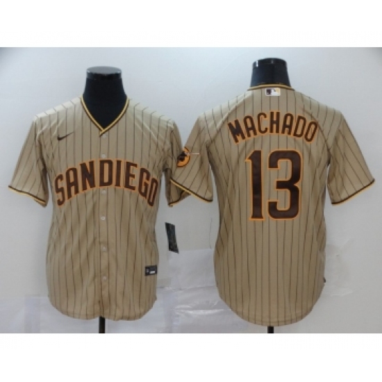 Men's San Diego Padres #13 Manny Machado Gray Stitched MLB Cool Base Nike Jersey - Ujersey