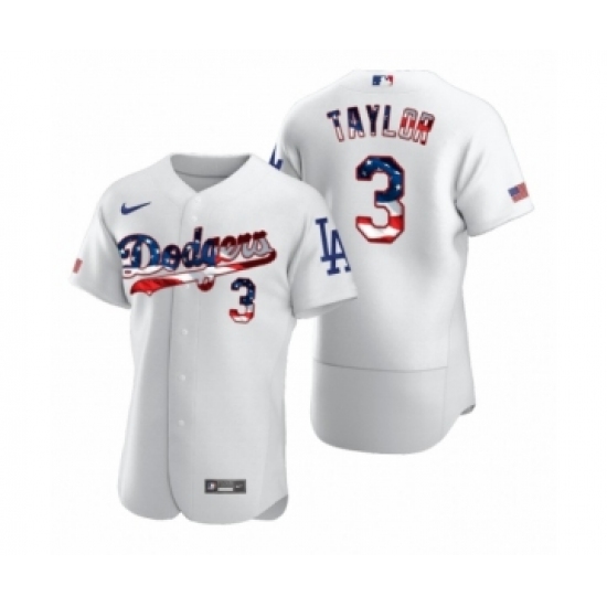 Men's Chris Taylor #3 Los Angeles Dodgers White 2020 Stars & Stripes 4th of July Jersey - Ujersey