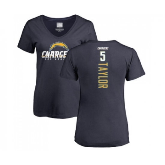 Football Women's Los Angeles Chargers #5 Tyrod Taylor Navy Blue Backer T-Shirt - Ujersey