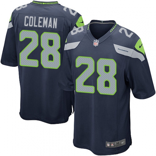 Men's Nike Seattle Seahawks #28 Justin Coleman Game Navy Blue Team Color NFL Jersey - Ujersey