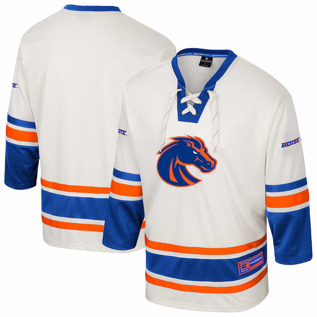 Men's Colosseum Cream Boise State Broncos Puck Proud Fashion Hockey Jersey - Ujersey Shop