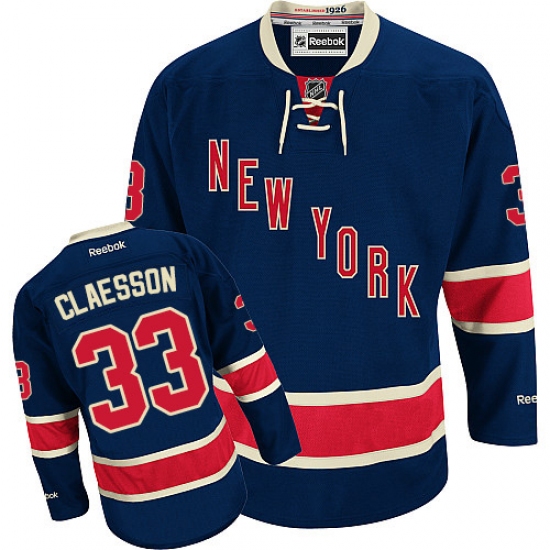 Men's Reebok New York Rangers #33 Fredrik Claesson Authentic Navy Blue Third NHL Jersey - Ujersey