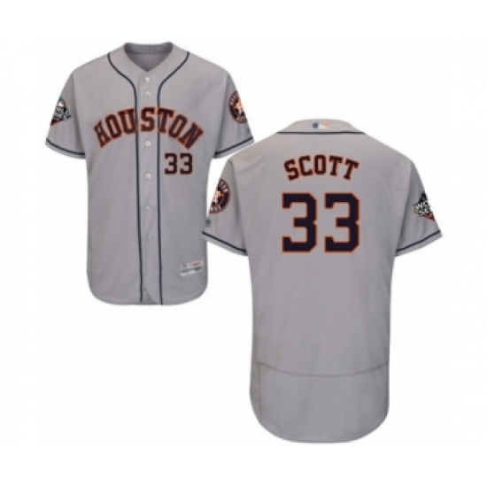 Men's Houston Astros #33 Mike Scott Grey Road Flex Base Authentic Collection 2019 World Series Bound Baseball Jersey