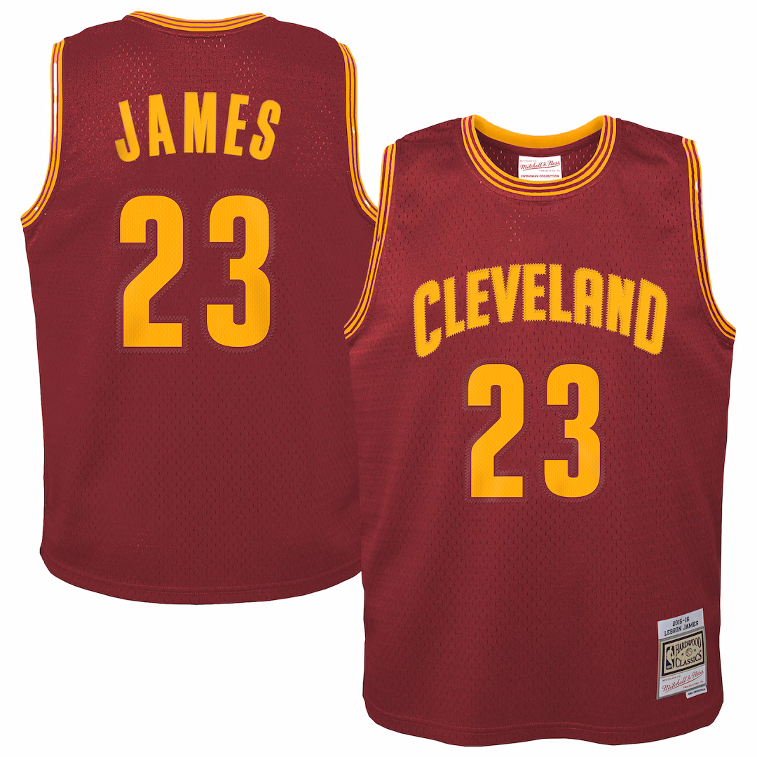 Youth Cleveland Cavaliers LeBron James Mitchell & Ness Wine 2015/16 Hardwood Classics Swingman Jersey - Ujersey