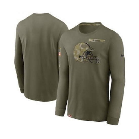 Men's Cleveland Browns Football Olive 2021 Salute To Service Performance Long Sleeve T-Shirt - Ujersey