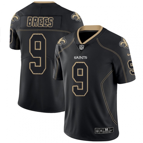 Men's Nike New Orleans Saints #9 Drew Brees Limited Lights Out Black Rush NFL Jersey - Ujersey
