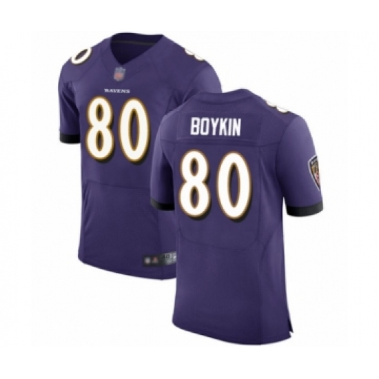 Men's Baltimore Ravens #80 Miles Boykin Purple Team Color Vapor Untouchable Elite Player Football Jersey - Ujersey