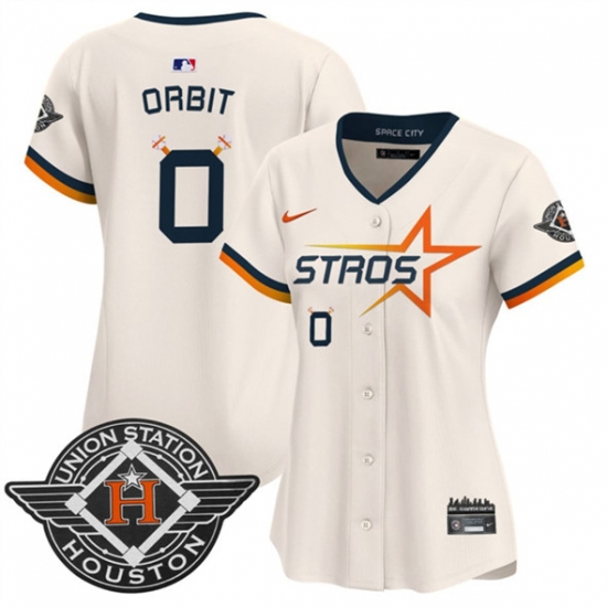 Women's Houston Astros #0 Orbit Cream 2025 City Connect Limited Stitched Baseball Jersey(Run Small) - Ujersey