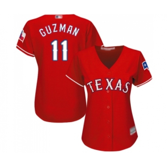 Women's Texas Rangers #11 Ronald Guzman Replica Red Alternate Cool Base Baseball Jersey - Ujersey