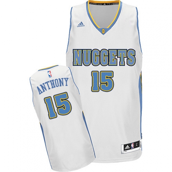 Men's Adidas Denver Nuggets #15 Carmelo Anthony Swingman White Home NBA Jersey - Ujersey