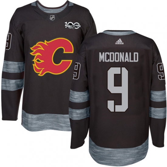 Men's Adidas Calgary Flames #9 Lanny McDonald Authentic Black 1917-2017 100th Anniversary NHL Jersey - Ujersey
