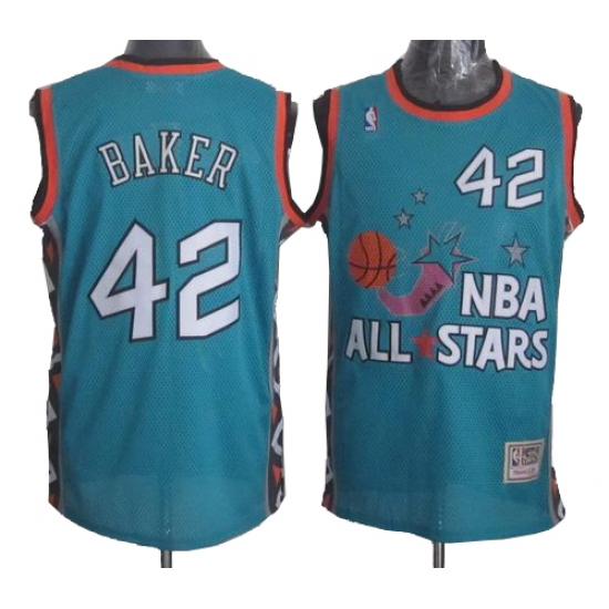 Men's Mitchell and Ness Milwaukee Bucks #42 Vin Baker Swingman Light Blue 1996 All Star Throwback NBA Jersey - Ujersey