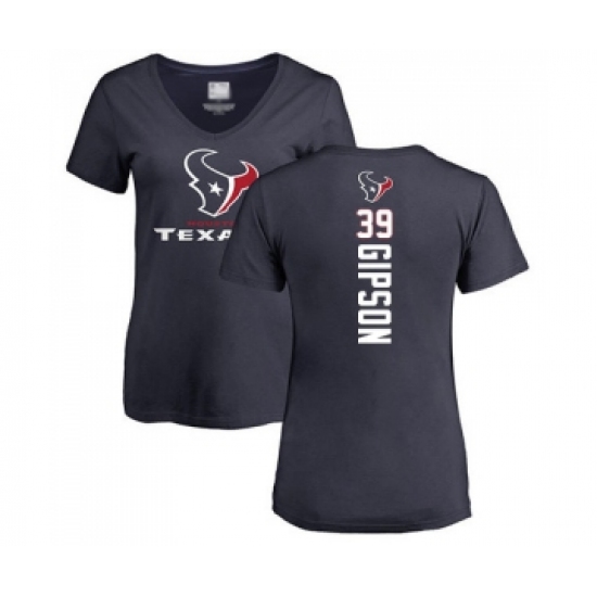 Football Women's Houston Texans #39 Tashaun Gipson Navy Blue Backer T-Shirt - Ujersey