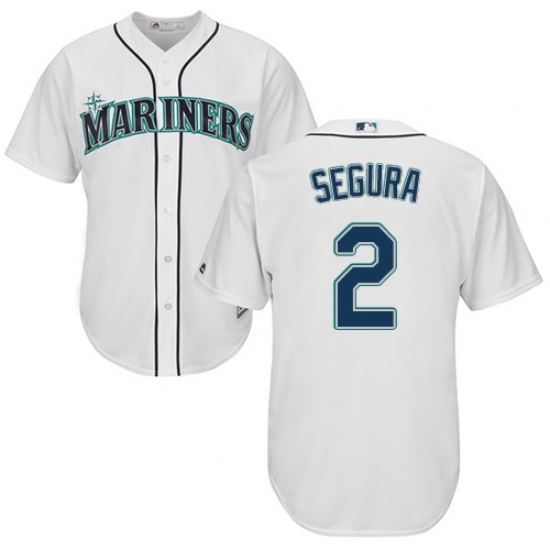 Men's Majestic Seattle Mariners #2 Jean Segura Replica White Home Cool Base MLB Jersey - Ujersey