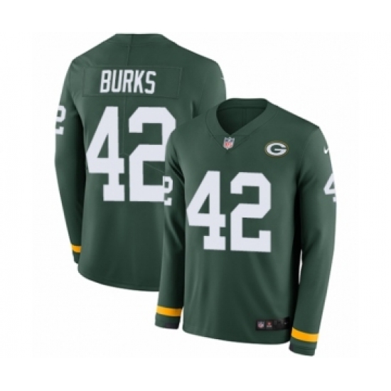 Youth Nike Green Bay Packers #42 Oren Burks Limited Green Therma Long Sleeve NFL Jersey - Ujersey
