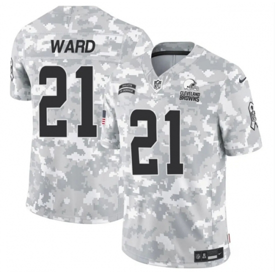 Men's Cleveland Browns #21 Denzel Ward 2024 F.U.S.E Arctic Camo Salute To Service Limited Stitched Football Jersey - Ujersey