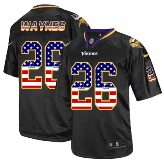 Men's Nike Minnesota Vikings #26 Trae Waynes Elite Black USA Flag Fashion NFL Jersey - Ujersey