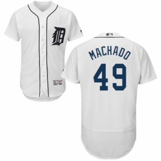 Men's Majestic Detroit Tigers #49 Dixon Machado White Home Flex Base Authentic Collection MLB Jersey - Ujersey
