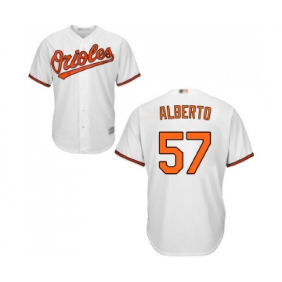 Youth Baltimore Orioles #57 Hanser Alberto Replica White Home Cool Base Baseball Jersey - Ujersey