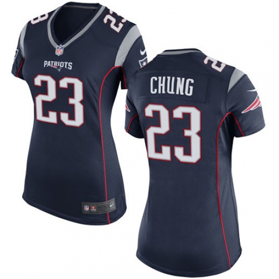 Women's Nike New England Patriots #23 Patrick Chung Game Navy Blue Team Color NFL Jersey - Ujersey