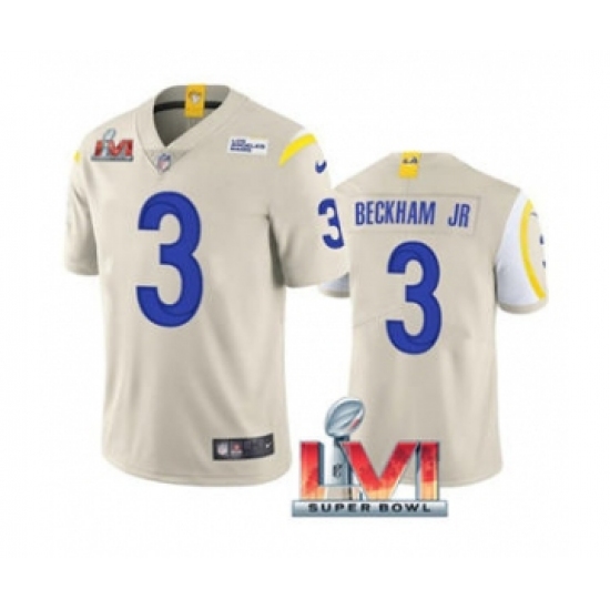 Men's Los Angeles Rams #3 Odell Beckham Jr. Bone 2022 Super Bowl LVI Vapor Limited Stitched Jersey - Ujersey