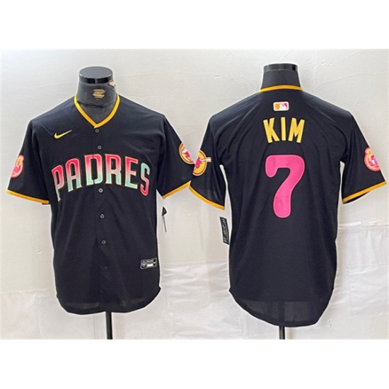 Men's San Diego Padres #7 Ha-Seong Kim Black Cool Base Stitched Baseball Jersey