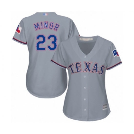 Women's Texas Rangers #23 Mike Minor Authentic Grey Road Cool Base Baseball Jersey - Ujersey