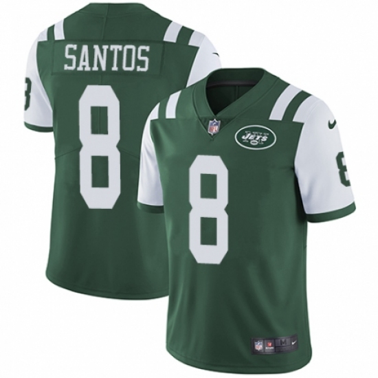 Men's Nike New York Jets #8 Cairo Santos Green Team Color Vapor Untouchable Limited Player NFL Jersey - Ujersey