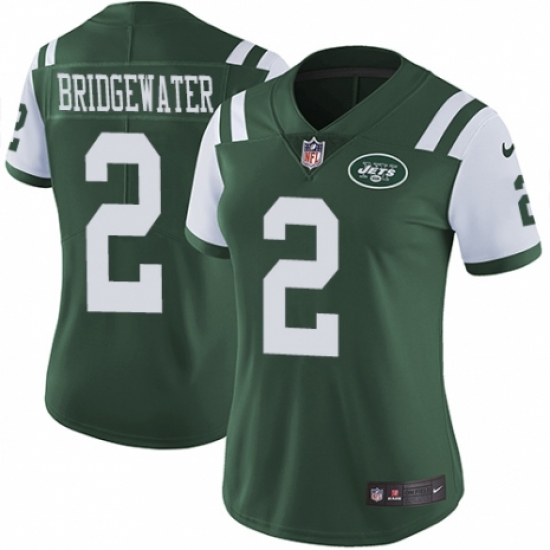 Women's Nike New York Jets #2 Teddy Bridgewater Green Team Color Vapor Untouchable Limited Player NFL Jersey - Ujersey
