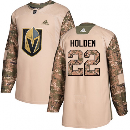 Youth Adidas Vegas Golden Knights #22 Nick Holden Authentic Camo Veterans Day Practice NHL Jersey - Ujersey