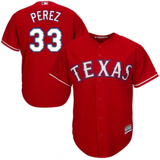Men's Majestic Texas Rangers #33 Martin Perez Replica Red Alternate Cool Base MLB Jersey - Ujersey