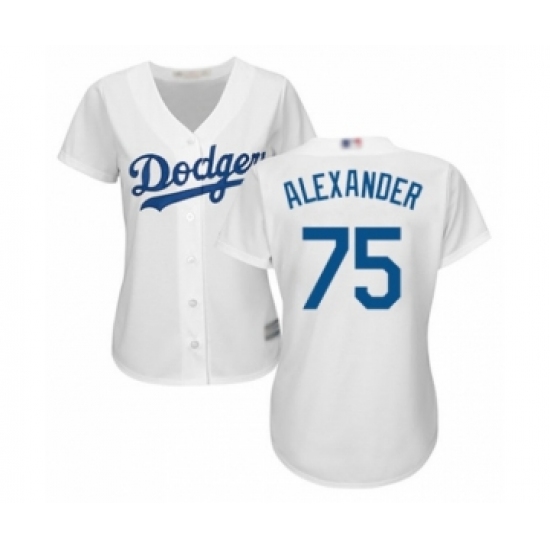Women's Los Angeles Dodgers #75 Scott Alexander Authentic White Home Cool Base Baseball Player Jersey
