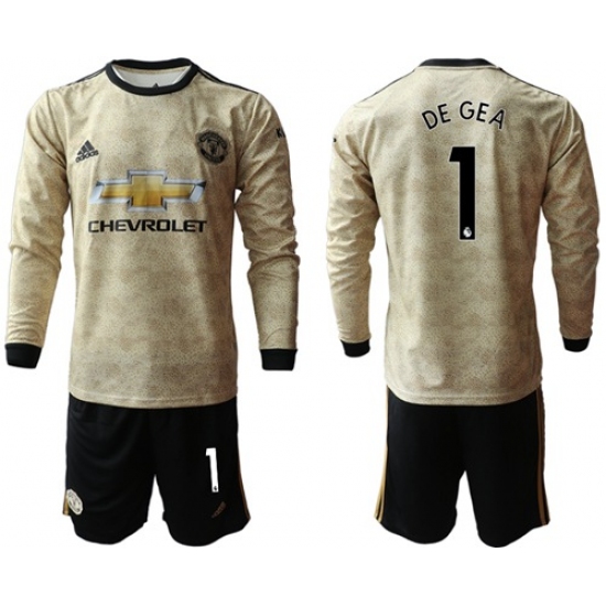 Manchester United #1 De Gea Away Long Sleeves Soccer Club Jersey