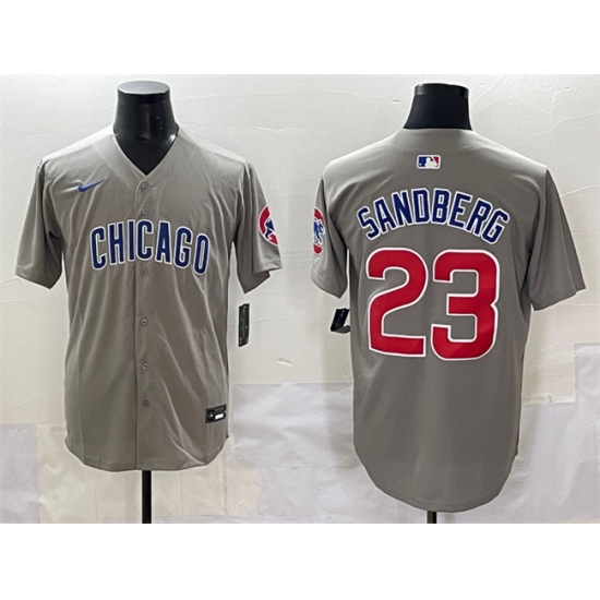 Men's Chicago Cubs #23 Ryne Sandberg Grey Limited Stitched Baseball Jersey - Ujersey