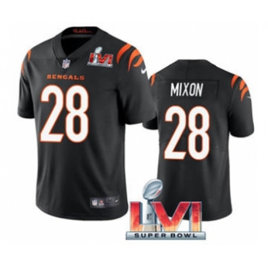 Men's Cincinnati Bengals #28 Joe Mixon Black 2022 Super Bowl LVI Vapor Limited Stitched Jersey - Ujersey