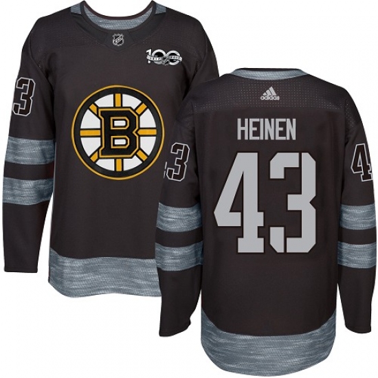 Men's Adidas Boston Bruins #43 Danton Heinen Authentic Black 1917-2017 100th Anniversary NHL Jersey - Ujersey