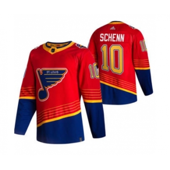 Men's St. Louis Blues #10 Brayden Schenn Red 2020-21 Reverse Retro Alternate Hockey Jersey - Ujersey