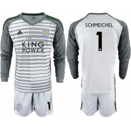 Leicester City #1 Schmeichel Grey Goalkeeper Long Sleeves Soccer Club Jersey
