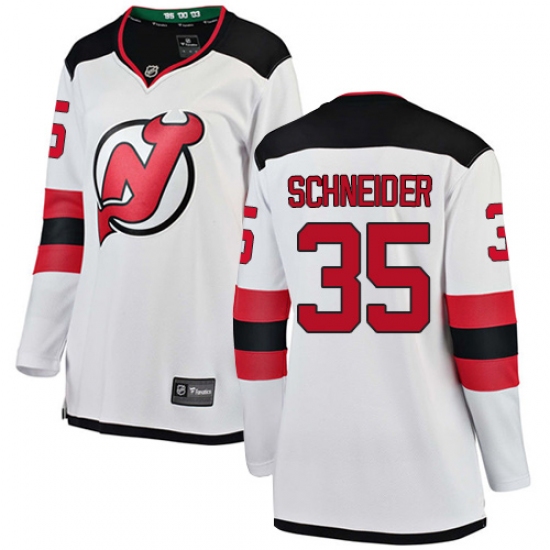 Women's New Jersey Devils #35 Cory Schneider Fanatics Branded White Away Breakaway NHL Jersey - Ujersey