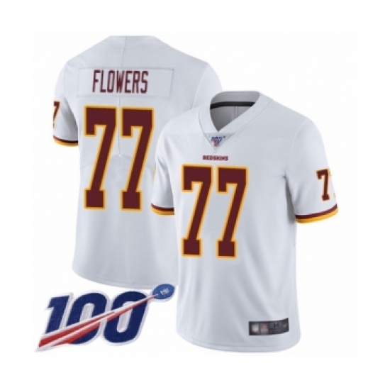 Youth Washington Redskins #77 Ereck Flowers White Vapor Untouchable Limited Player 100th Season Football Jersey