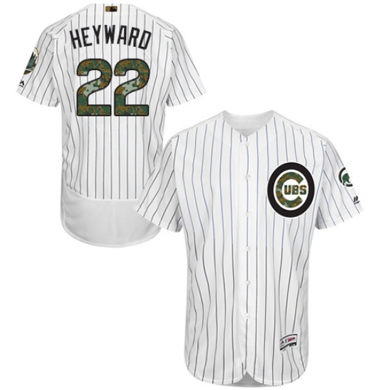 Men's Majestic Chicago Cubs #22 Jason Heyward Authentic White 2016 Memorial Day Fashion Flex Base MLB Jersey