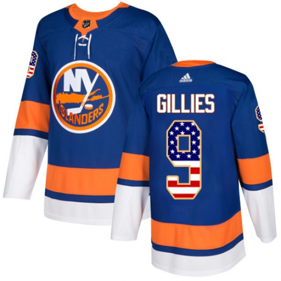 Men's Adidas New York Islanders #9 Clark Gillies Authentic Royal Blue USA Flag Fashion NHL Jersey - Ujersey