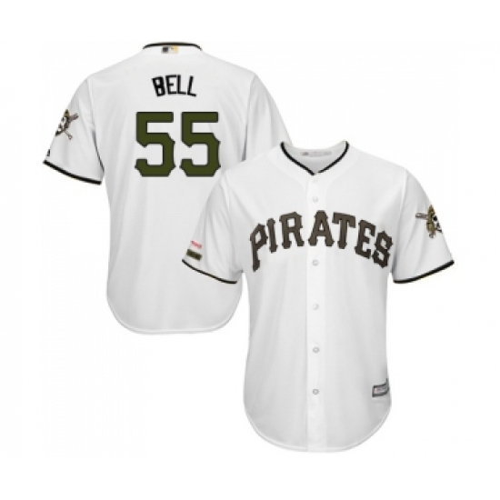 Men's Pittsburgh Pirates #55 Josh Bell Replica White Alternate Cool Base Baseball Jersey - Ujersey