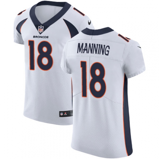 Men's Nike Denver Broncos #18 Peyton Manning White Vapor Untouchable Elite Player NFL Jersey - Ujersey