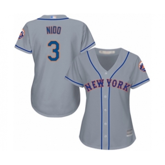 Women's New York Mets #3 Tomas Nido Authentic Grey Road Cool Base Baseball Player Jersey - Ujersey