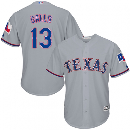 Men's Majestic Texas Rangers #13 Joey Gallo Replica Grey Road Cool Base MLB Jersey - Ujersey