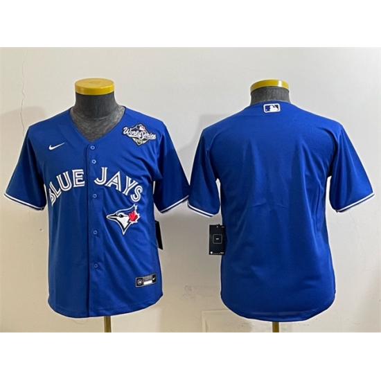 Youth Toronto Blue Jays Blank Royal 2025 World Series Cool Base Stitched Baseball Jersey - Ujersey