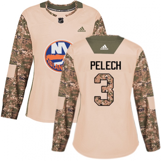 Women's Adidas New York Islanders #3 Adam Pelech Authentic Camo Veterans Day Practice NHL Jersey - Ujersey